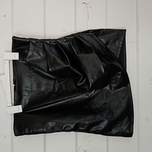 Faux Leather black mini skirt, size large